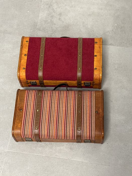 Dwie Skrzynie Walizki Drewniana Florapoint