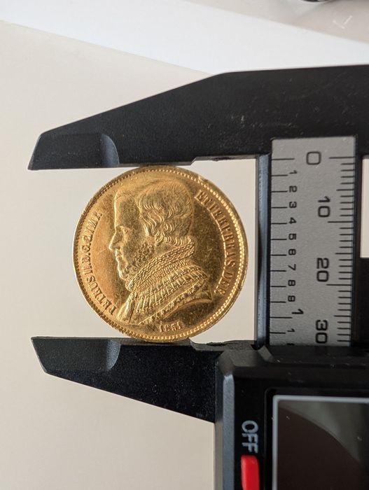 Moeda ouro 20.000 Reis D. Pedro II Brasil 1851