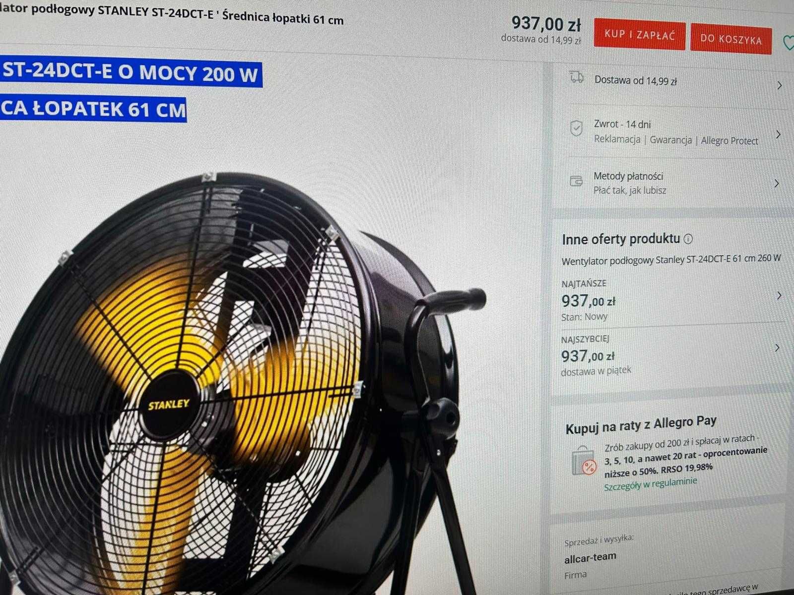 wentylator podłogowy bębnowy STANLEY