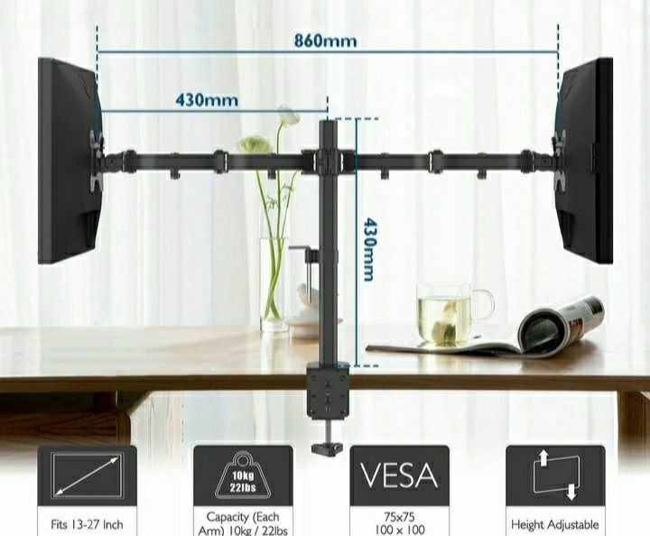 Uchwyt stojak na 2 monitory 13-27"Bontec