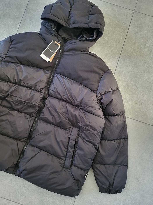 Nowa czarna kurtka męska Jack&Jones 3XL plus size zimowa z kapturem