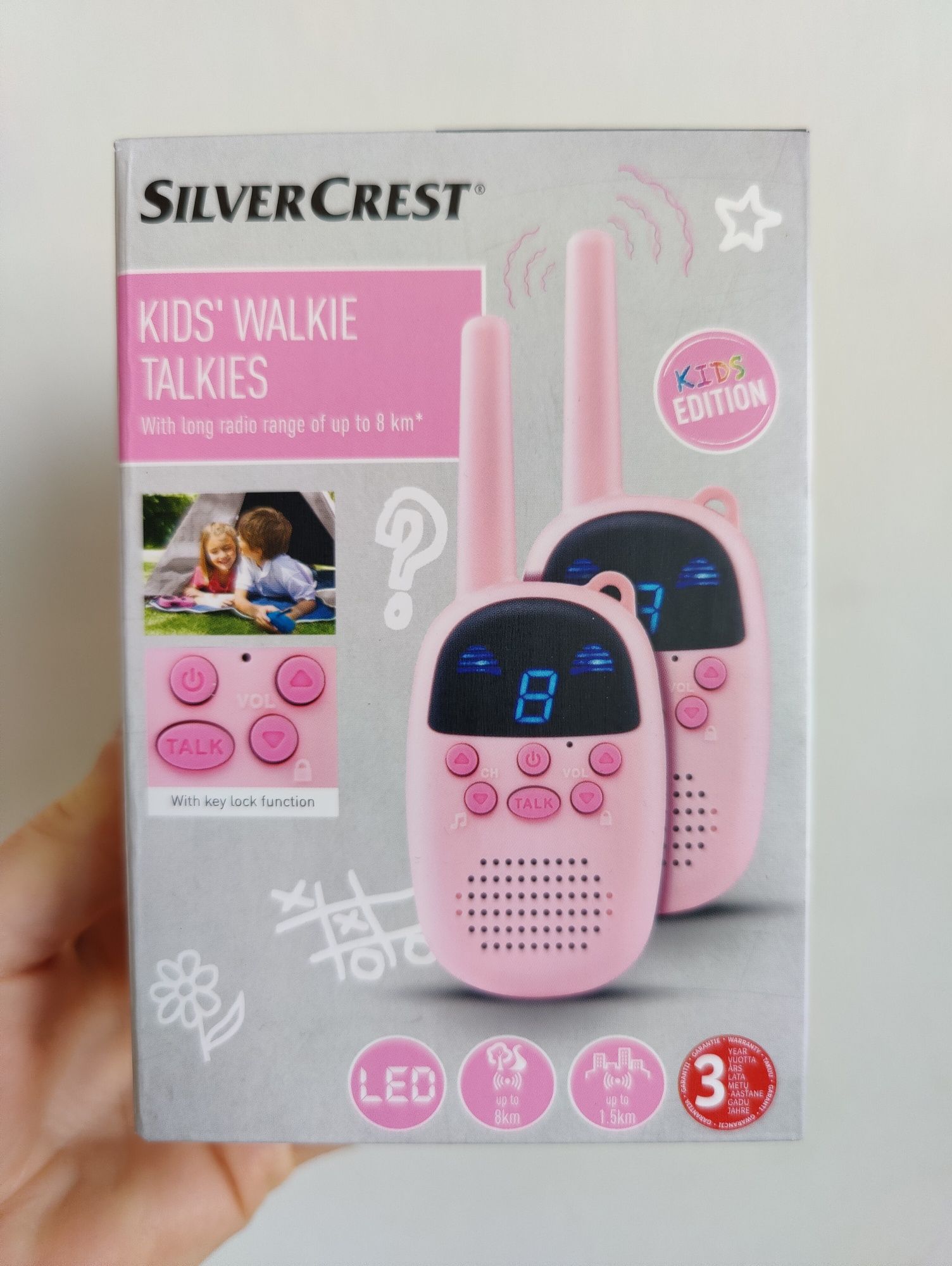 Nowe krótkofalówki dla dzieci różowe Silver Crest walkie talkies