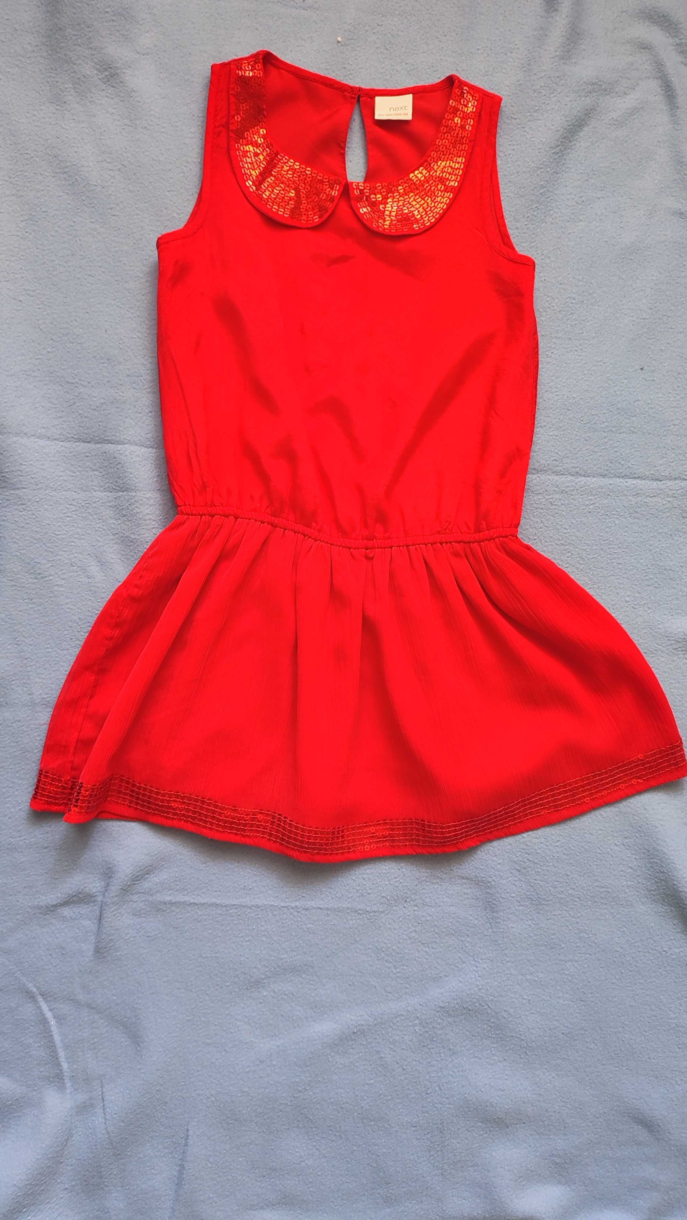 Нарядное платье в паетках красное Next на рост 134 см