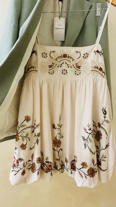 Сукня балон вишиванка ZARA біла лляна вишита платье вышиванка льон лен