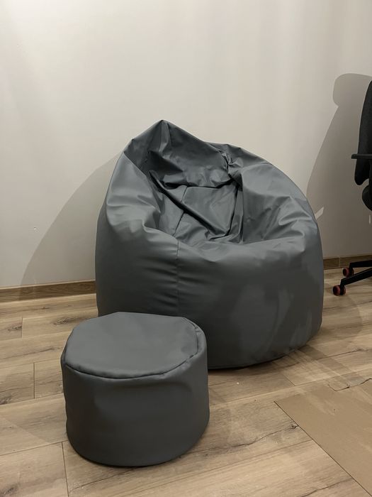Mega Zestaw: Wygodna Pufa + Podnóżek | Nowoczesny Design