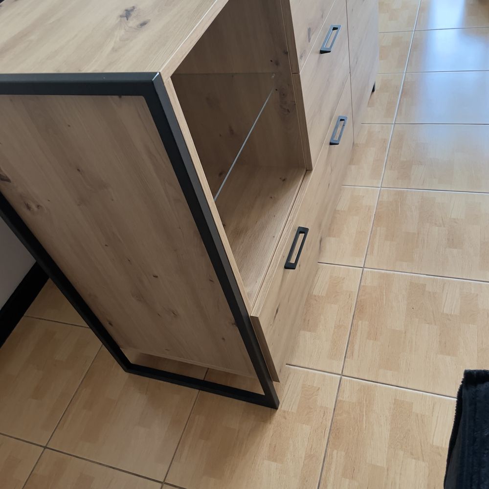 nowa komoda dąb artisan na metalowych nogach cnc