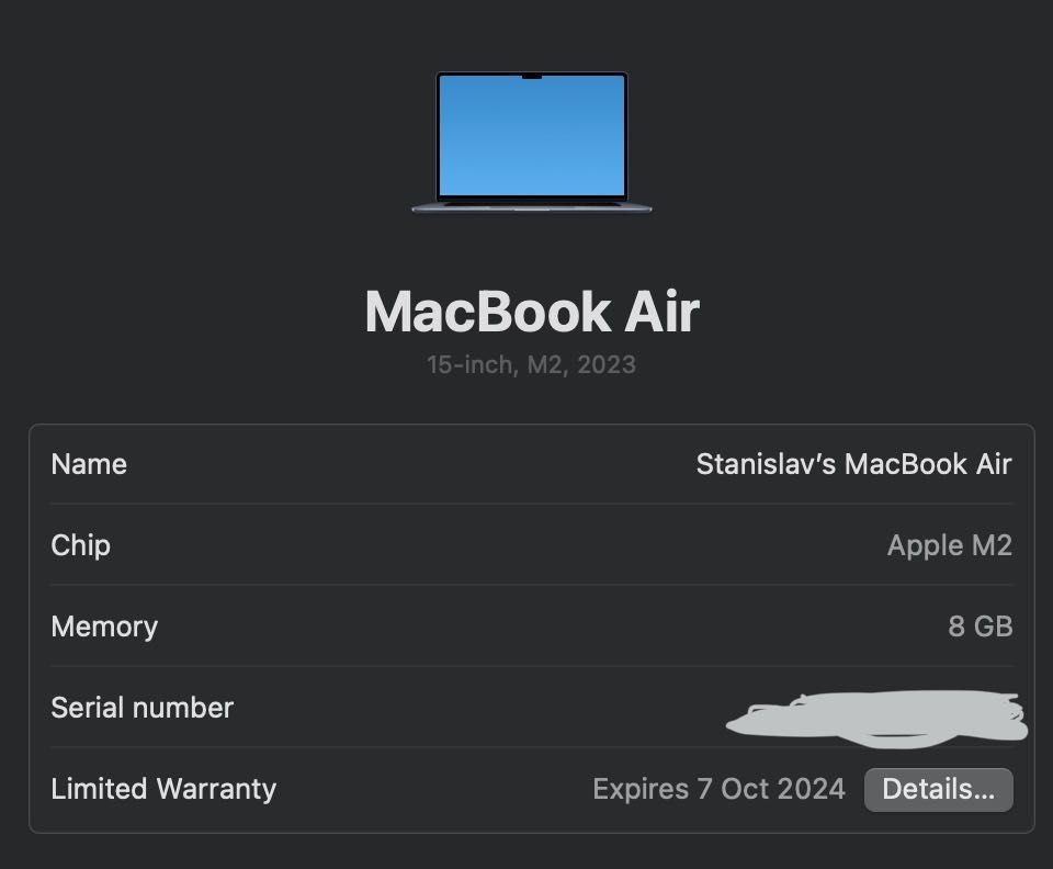 MacBook Air 15 8Gb/512Gb/Midnight