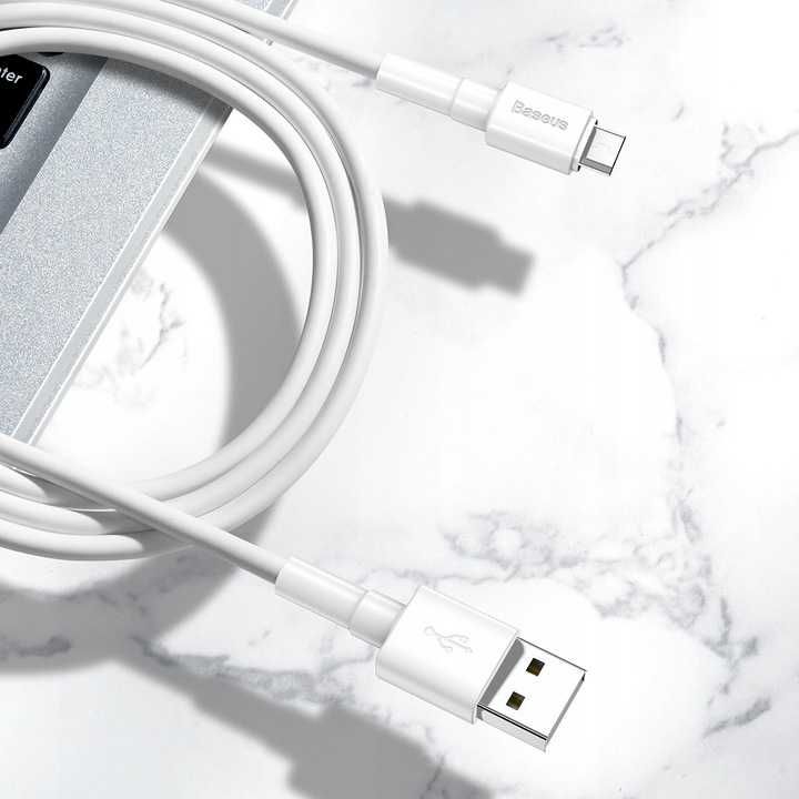 BASEUS Kabel USB - Micro USB 2.4A 1m biały
