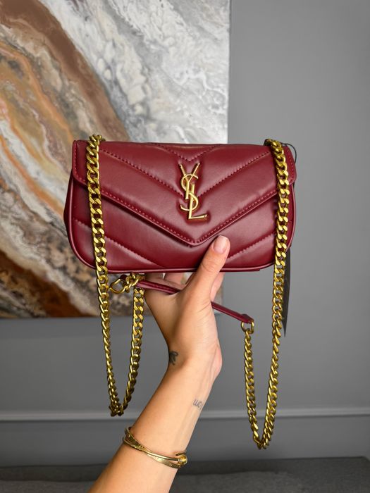 Сумка YSL Yves Saint Laurent Loulou Mini біла, бежева, бургунді