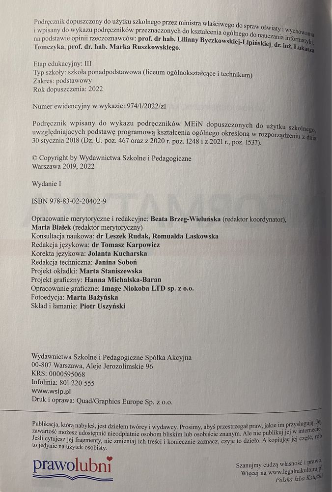 Informatyka 1 podręcznik