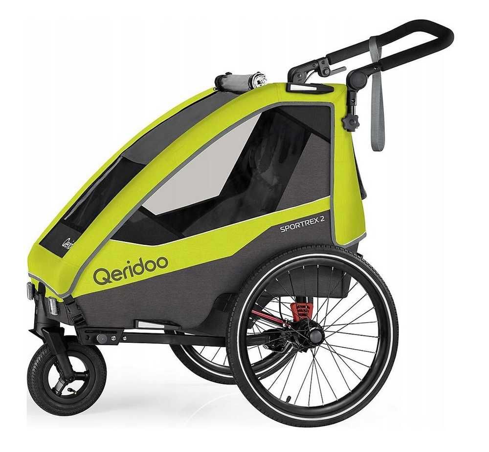 Przyczepka Rowerowa Wózek Qeridoo Sportrex2 Lime green, Model 2023