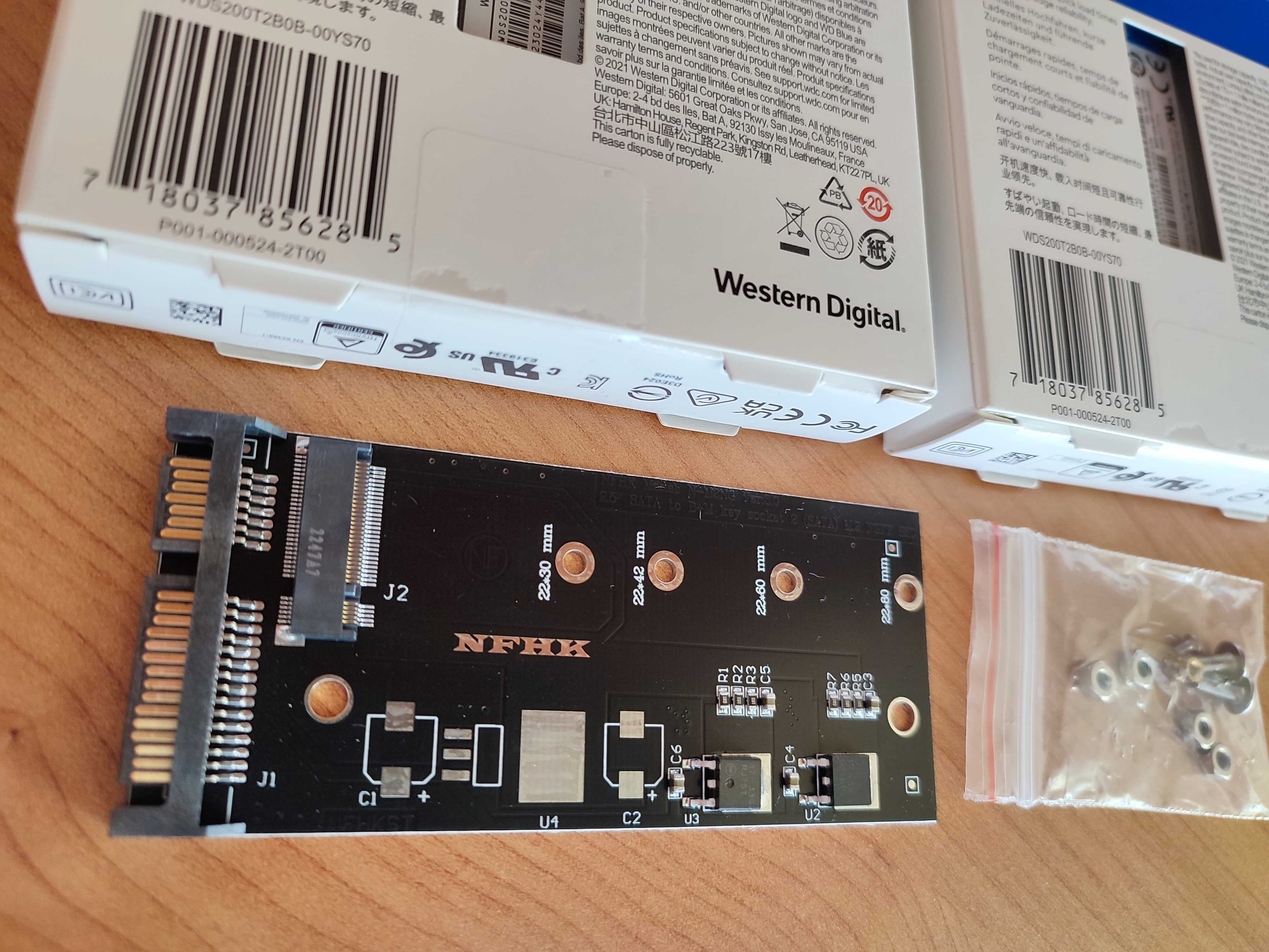 Dwa dyski WD Blue SATA SSD 2TB. M.2 SATA. Nowe. +GRATIS