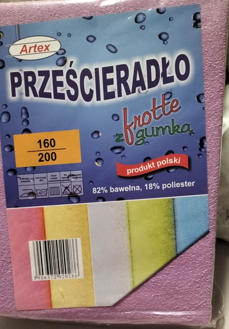 Liliowe prześcieradło frotte z gumką 160x200