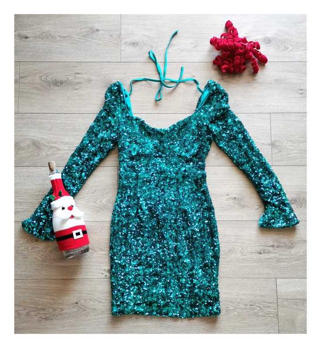 Sukienka cekinowa QUIZ (S/36) #zielona #turkusowa #świąteczna #party