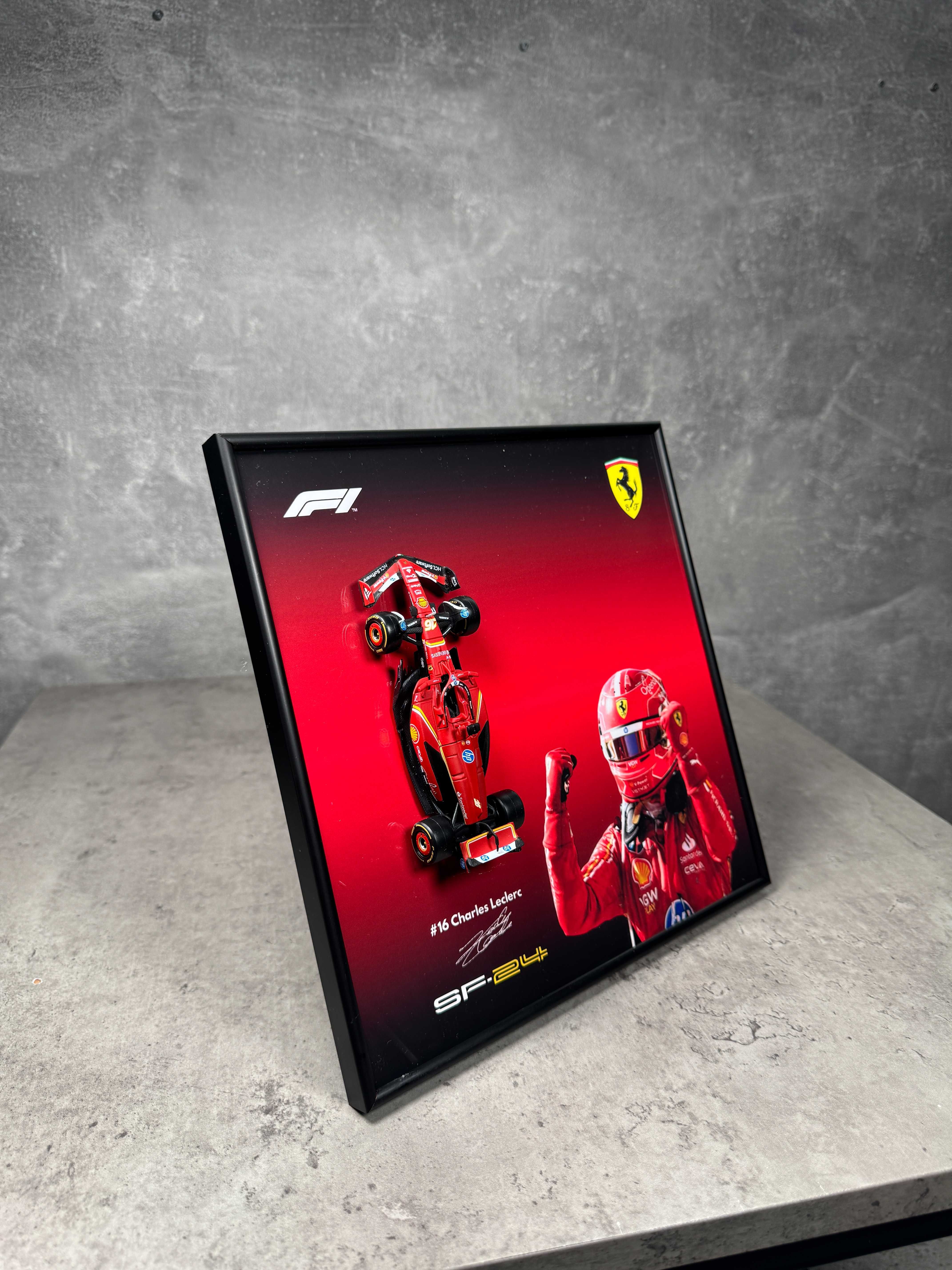 Рамка на Стіну Bburago F1 Ferrari SF24 Сезон 2024 #16 Charles Leclerc