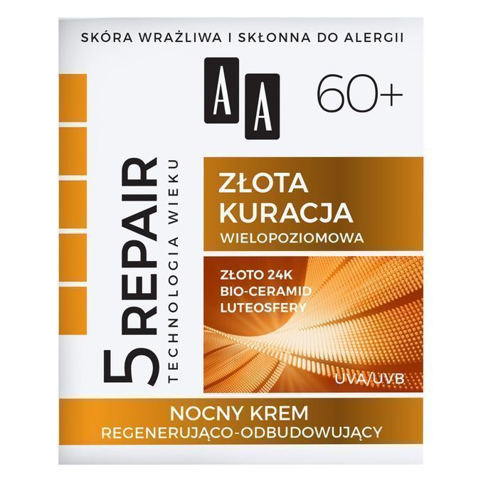 Nocny Krem AA Technologia Wieku 5Repair 60+ Złota Kuracja - 50ml