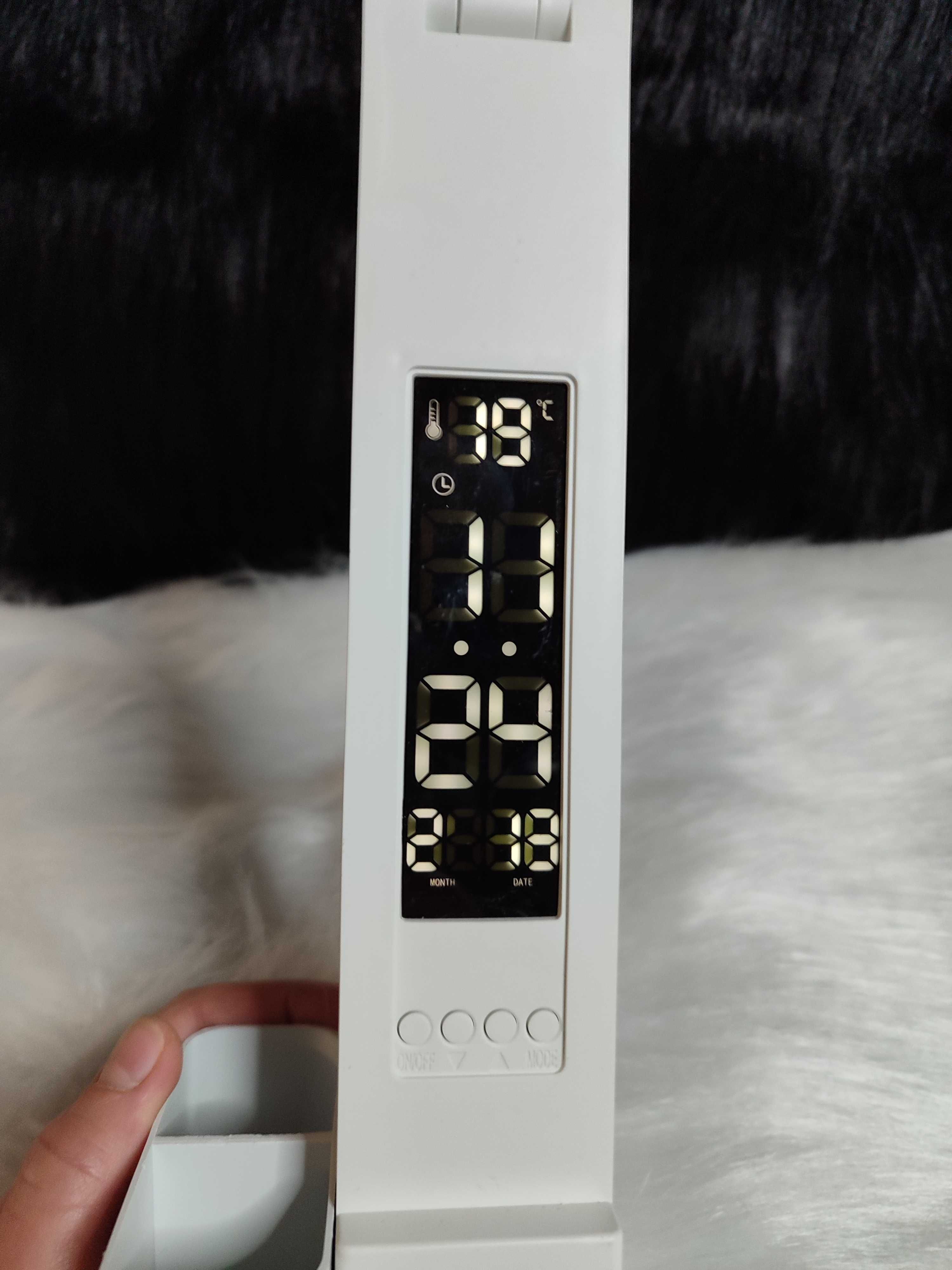 Настольная Лед лампа на аккумуляторе календарь часы термометр