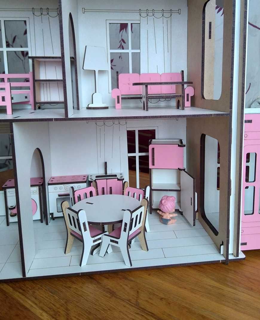 Будиночок для дівчинки деревний ляльковий Будиночок кукол меблі