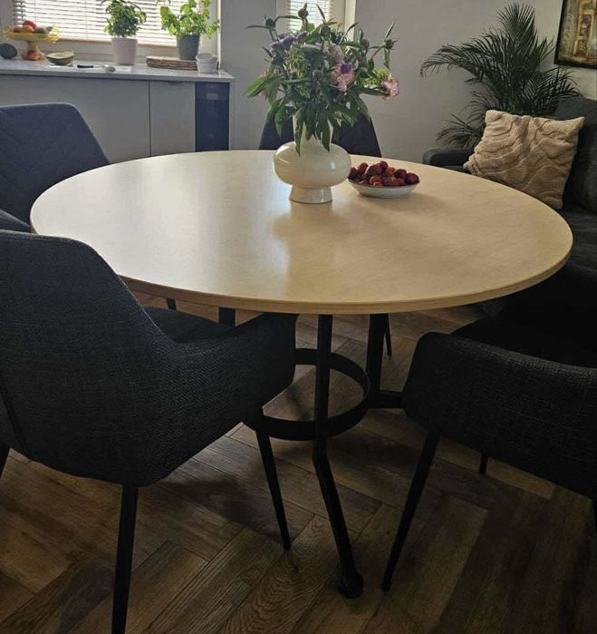 Stół okrągły 130cm kolor buk piękny