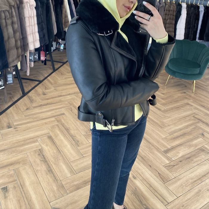 Дубнянка шкіряна на овчині