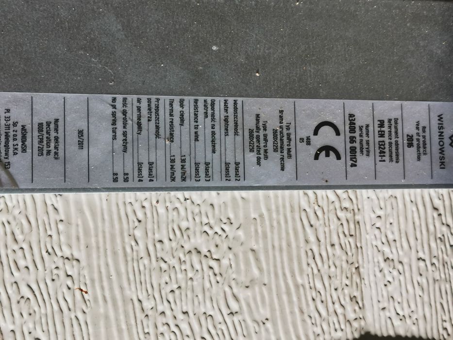 Brama garażowa Wiśniowski 250x230