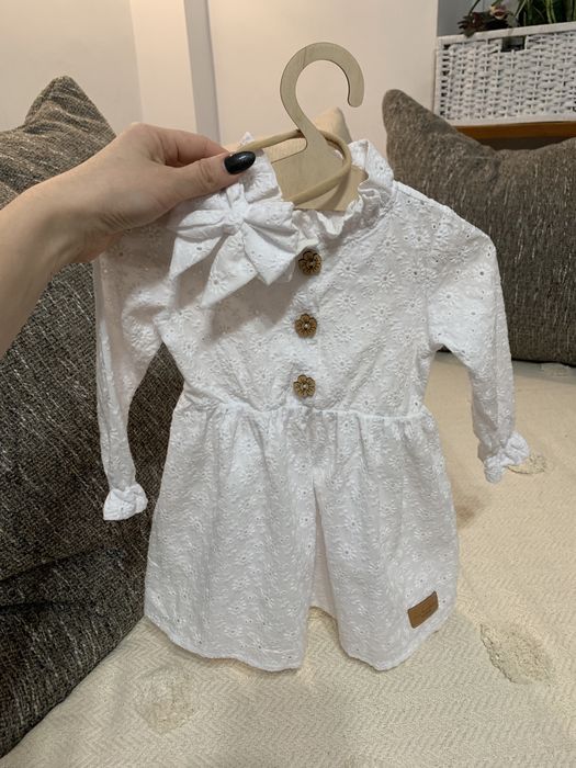 Sukienka handmade biała chrzciny ślub okazje komplet