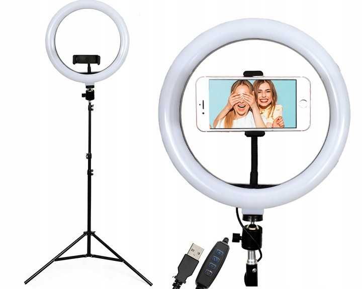 OKAZJA Lampa pierścieniowa uchwyt na telefon statyw ring LED selfie