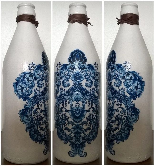 Butelka ozdobna - DECOUPAGE WAZON VINTAGE Dekoracje N1