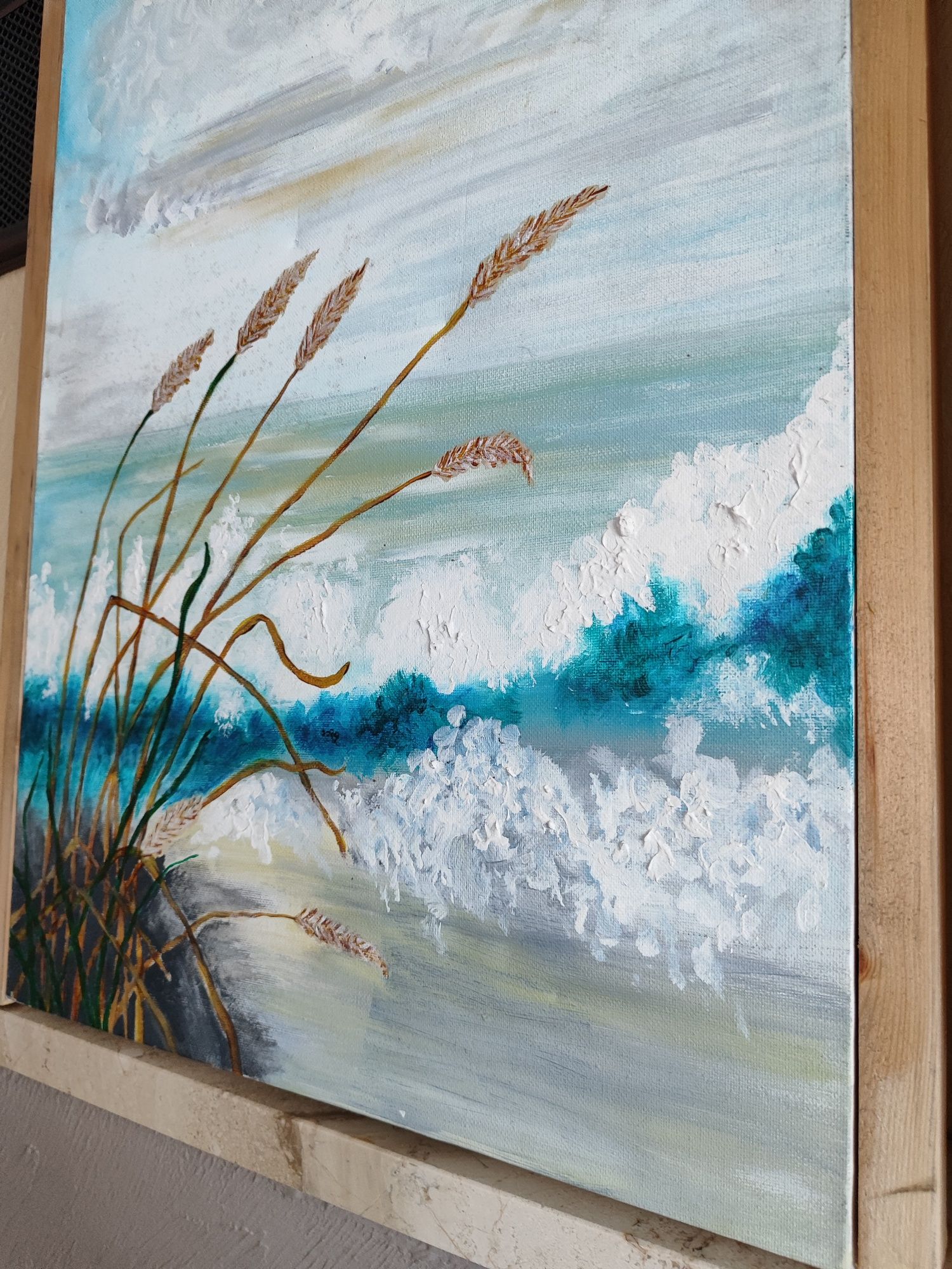 Duży obraz olej na płótnie ręcznie maloway pejzaż przyroda morze niebo