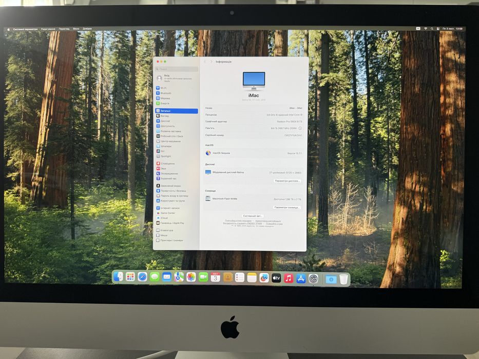 Apple iMac Retina 5K 27“ 2019 I9 8 Core, RAM 64gb, SSD 2 tb, Video 8gb