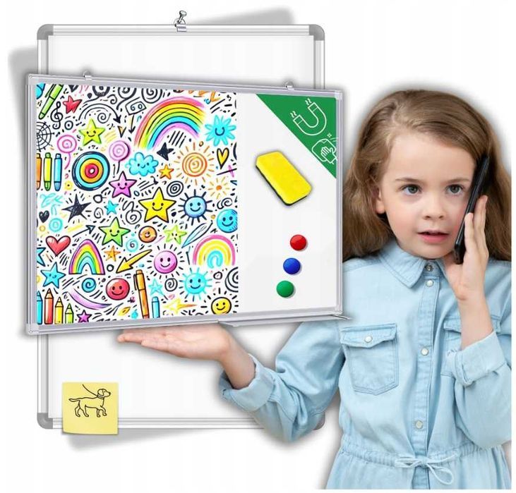 Tablica Magnetyczna Suchościeralna 60x40 Dla Dzieci Na Ścianę Biała