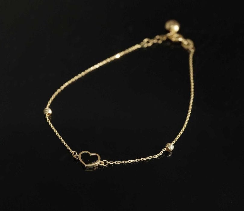 Złoto 585 - złota bransoletka z serduszkiem