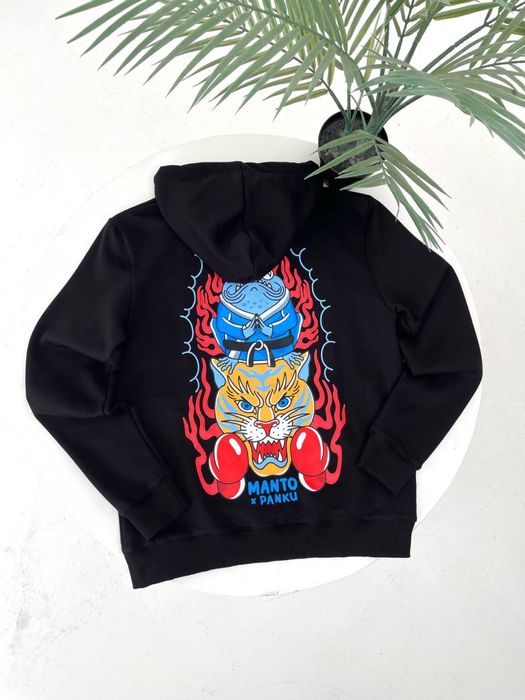 Худі Manto Panku/ кофта чоловіча манто чорна панку/ светр манто з лого