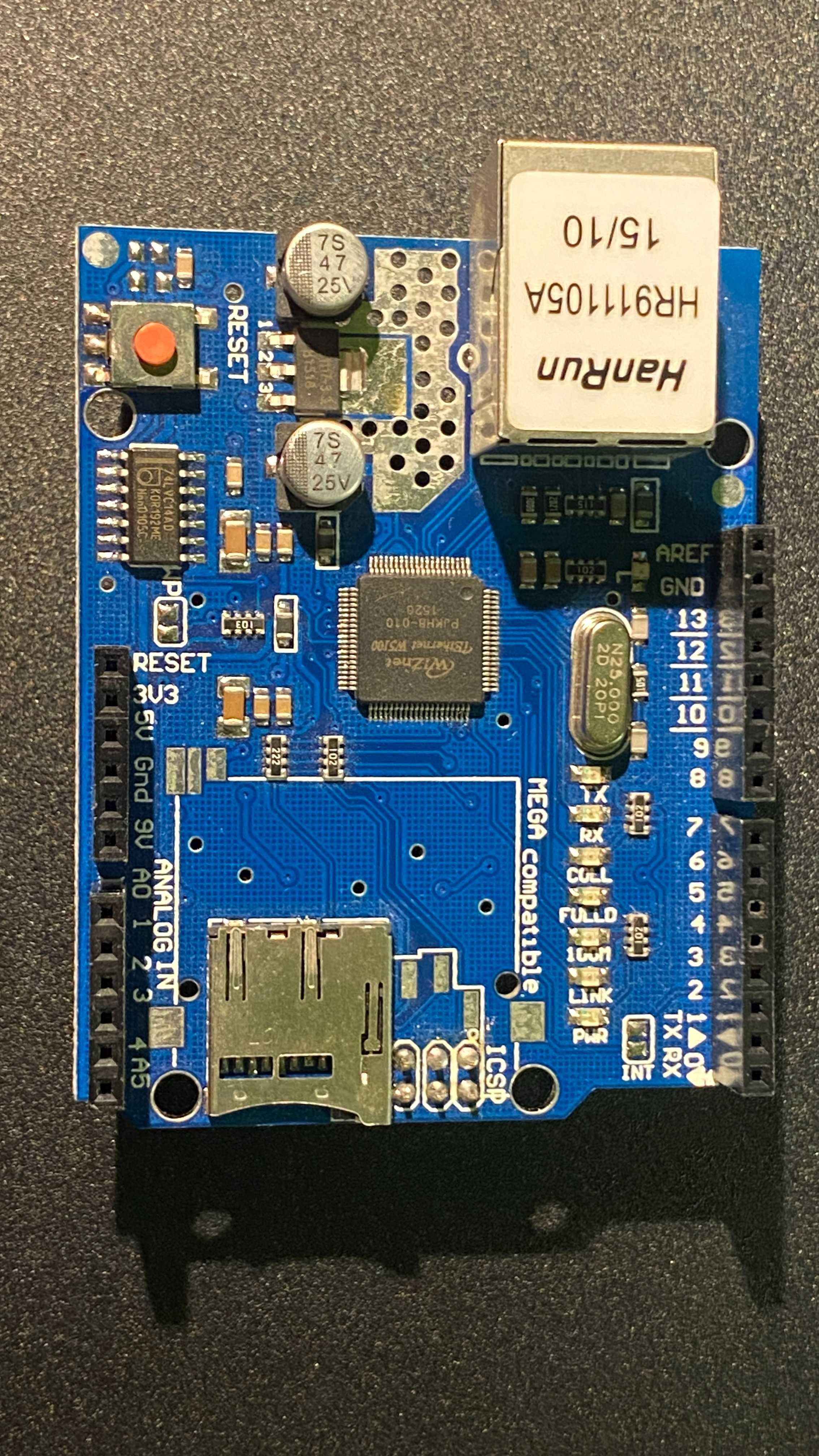 Moduł sieciowy Ethernet Shield W5100 z czytnikiem microSD do Arduino