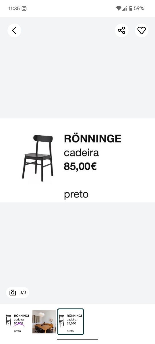Cadeiras pretas Ronninge IKEA