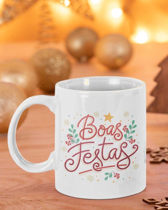 Canecas de Ceramica branca personalizadas de Natal