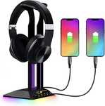 Stojak na Słuchawki RGB porty USB Multikolor