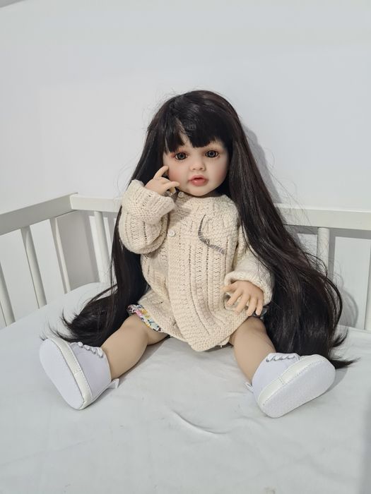 Lalka Reborn dziewczynka 55cm realistyczna włosy bobas noworodek