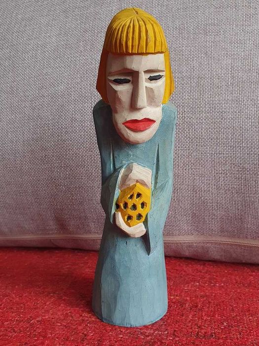 Dziad rzeźba ludowa, drewno, wysokość 24 cm, szerokość 7 cm,