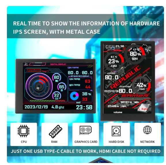 3.5 Cal IPS TYPE-C dodatkowy ekran komputera MonitorUSB