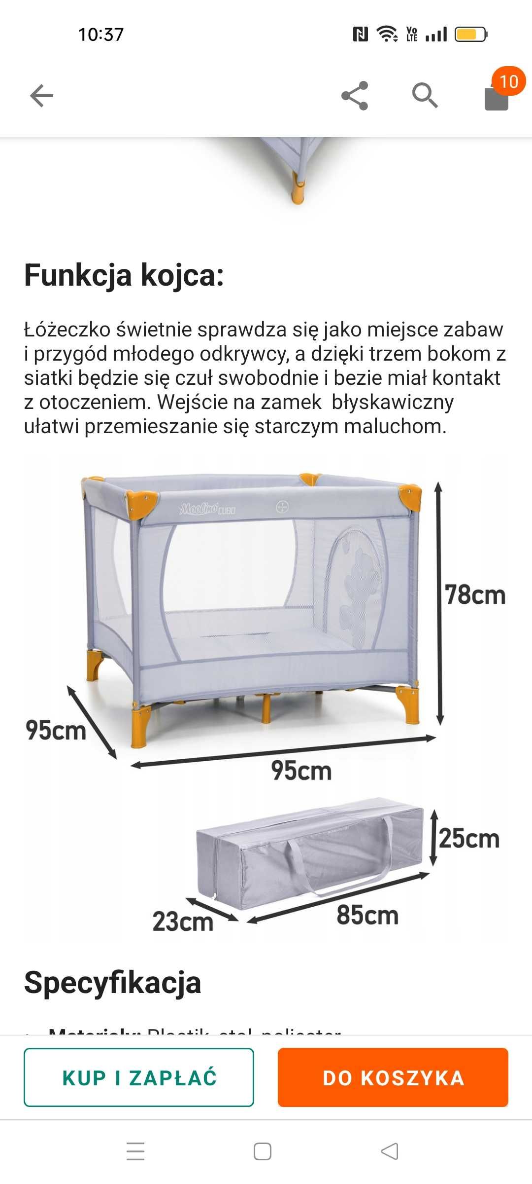 Łóżeczko turystyczne z materacem zielone