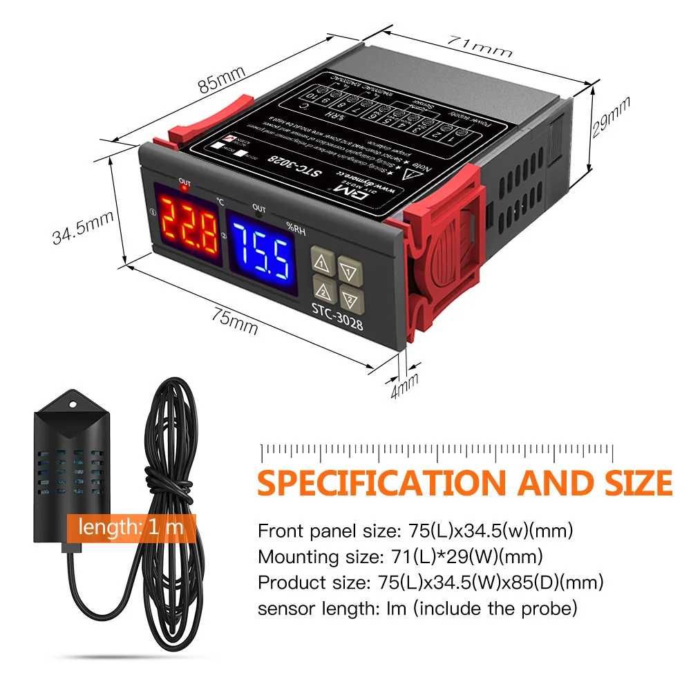 * Sterownik - Regulator  TEMP I WILGOTNOŚCI STC-3028 * INKUBATOR *