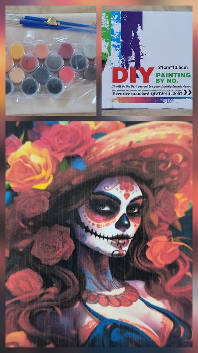 Malowanie po numerach na płótnie. Obraz do malowania DIY Halloween