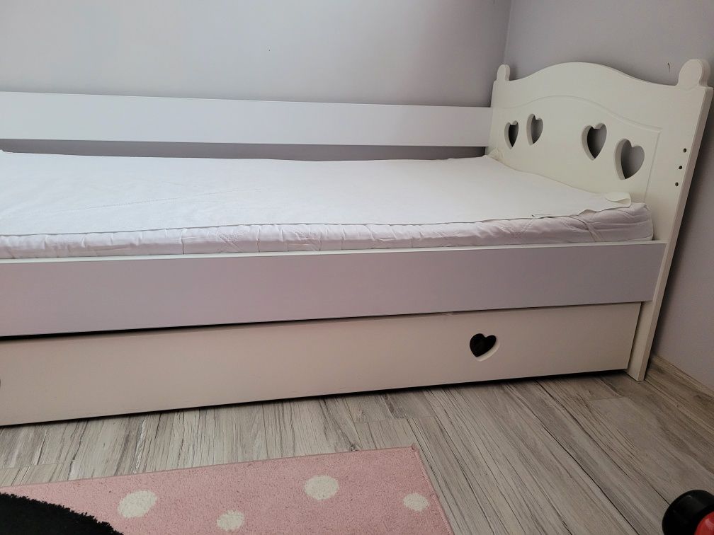 Łóżko dziecięce białe z szufladą 160x80