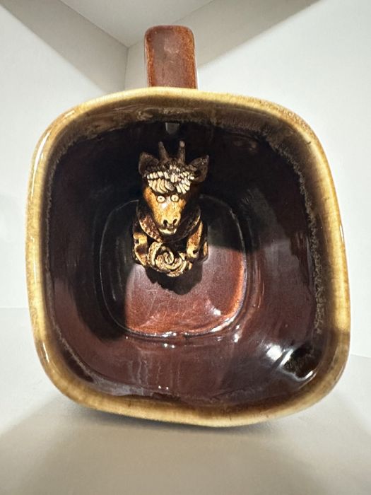 Чашка Кружка  з чортиком чортом майолика, обливна кераміка. Не часта