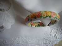bransoletka wąska decoupage - kolorowe kwiaty