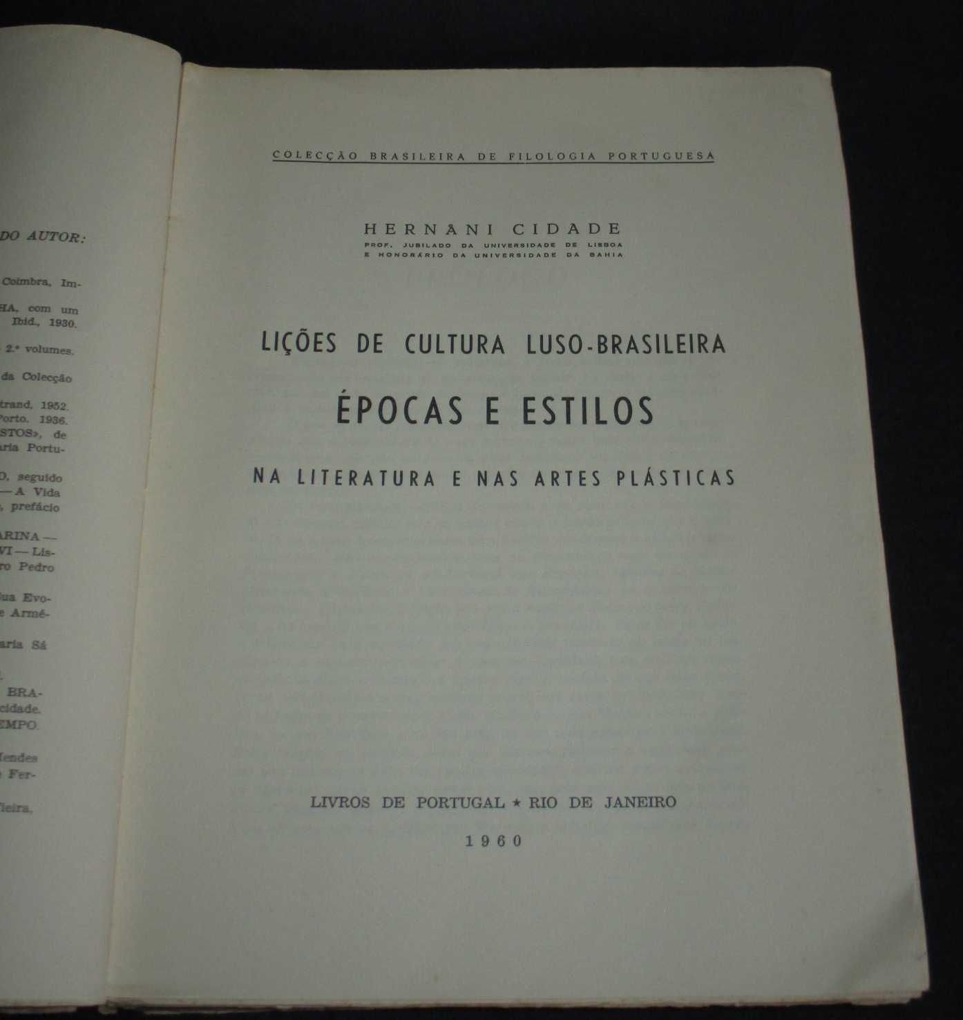 Livro Lições de Cultura Luso-Brasileira Épocas e Estilos