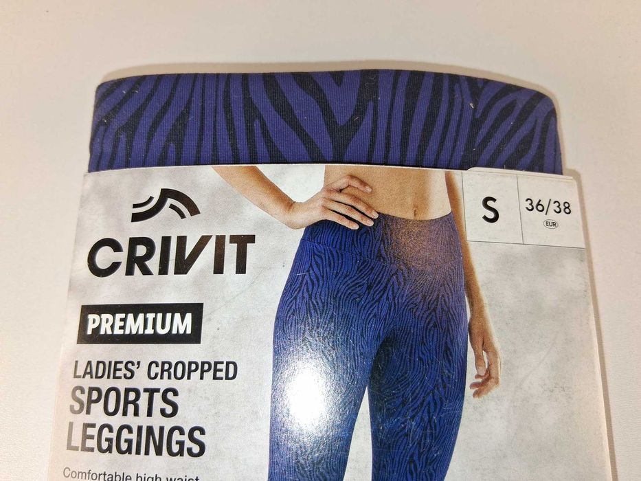 A106 CrivitPremium Damskie Legginsy Sportowe Cropped 3/4 Lycra S 36/38