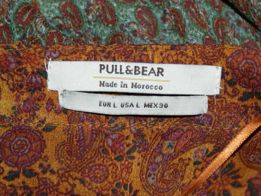 Pull & Bear tunika damska boho hippie łączka vintage mgiełka 42 44