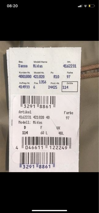 Sorano Sakko marynarka męska r 60 XXL wełna jedwab Unisex Morelowa brą